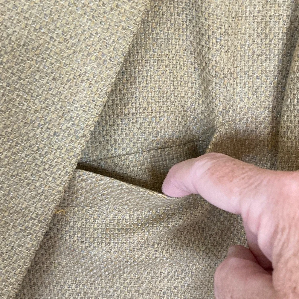 Tom James Bespoke Mens Filo A Mano 2 Button Blazer Size 50R‎ Tan Grey Bronze
